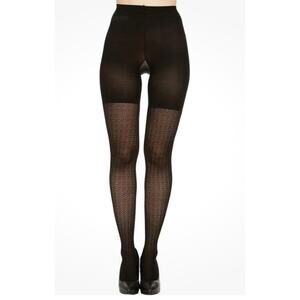 Assets By Spanx Black Textured Wishbone Shaping Tights, Size 5 NWT